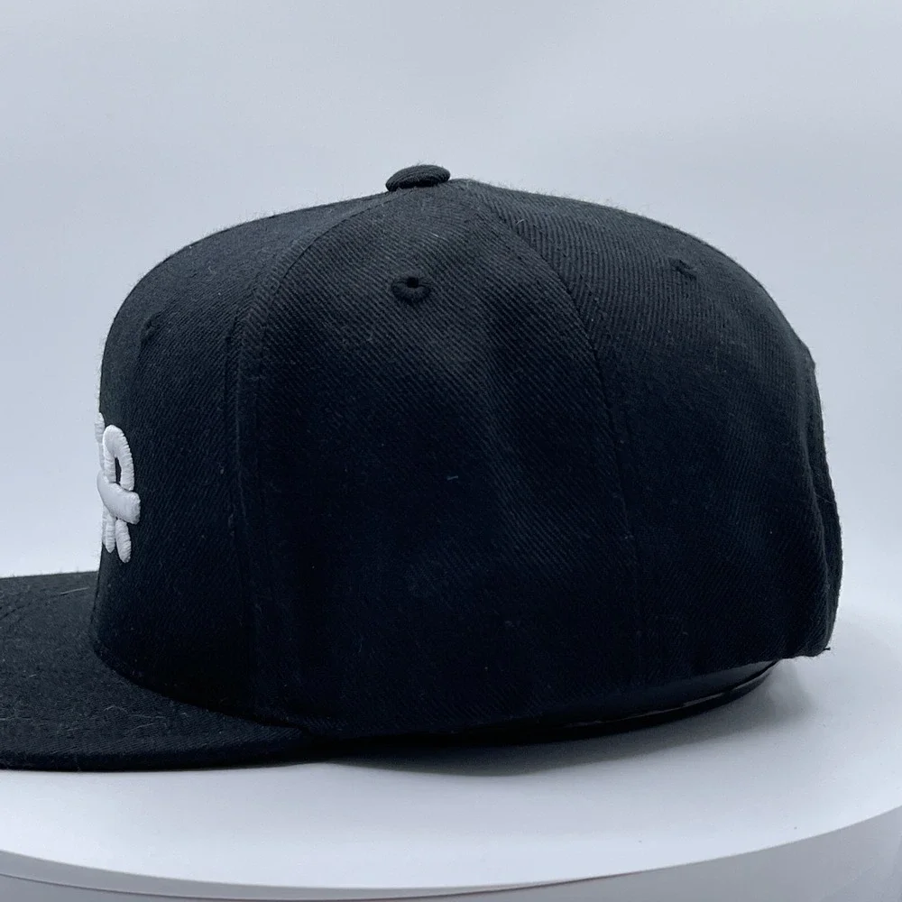 Black FEAR Embroidered Snapback Hat Flat Brim Adjustable Cap Streetwear Style